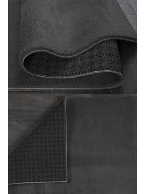 Bonny Home Relax Antrasit Yumuşak Halı Kaymaz Taban Kesme Yıkanabilir Yolluk