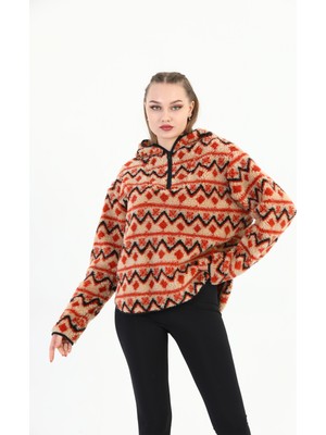 Edelle Kapüşonlu Peluş Kadın Sweatshirt