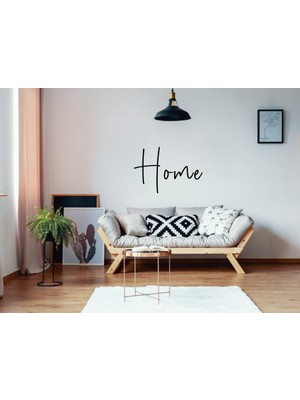 Mıgnatıs El Yazısı ile Yazılmış Home Duvar Yazısı Duvar Sticker, Ev Dekorasyonu, Ofis Sticker, Oturma Odası Sticker 60X40CM - Siyah