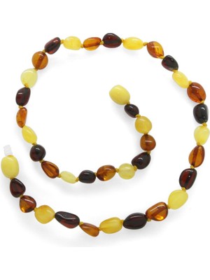 Tesbihname Multicolor Doğal Damla Kehribar Taşlı Bebek Diş Kolyesi