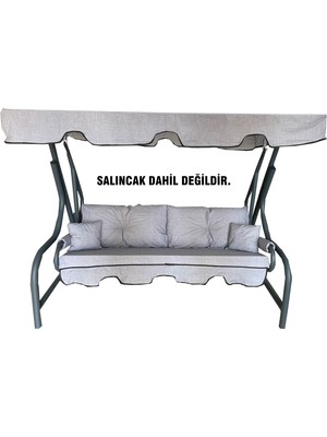 Nelson 3 Kişilik Lüks Vip Düğmeli Salıncak Minderi Gri Kırçıllı Bahçe Minderi