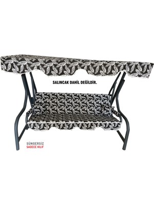 Nelson 3 Kişilik Salıncak Minderi Süngersiz Kılıfı Siyah Tüy Bahçe Minderi