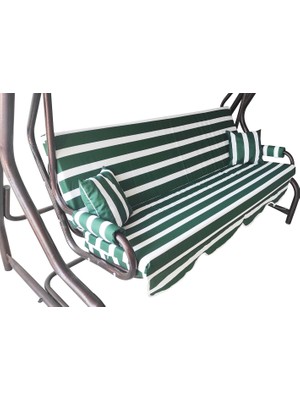 Nelson 3 Kişilik Süngersiz Bahçe Salıncak Minderi Kılıfı Yeşil-Krem