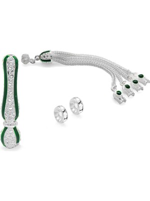 Yeşil Mineli Alpaka Püskül Seti