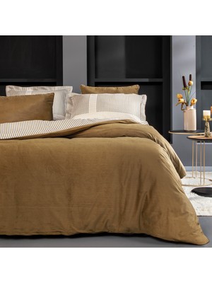 Yataş Bedding CharMe Estie Çift Kişilik Xl Kadife Saten Nevresim Takımı - Camel