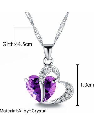 Heart Shaped Zircon Crystal Necklace Sweater Clavicle Chain  Mor