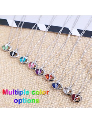 Heart Shaped Zircon Crystal Necklace Sweater Clavicle Chain  Mor