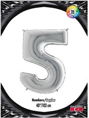 Güneş Avm Kikajoy Rakam Folyo Balon 40" Gümüş -5-