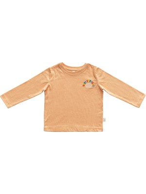 Miela Kids Hello Sunshine Nakışlı Basic T-Shirt - Kavuniçi