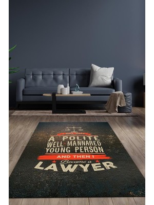 Homshtag İyi Huyluydum Sonra Avukat Oldum Pamuklu Dokuma Tabanlı Yıkanabilir Kaymaz Avukat Halısı