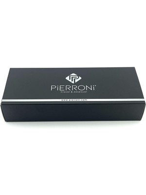 Pierroni Siyah Beyaz Desenli Mendilli Kravat P0383