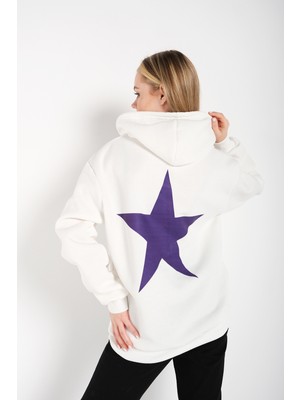 Trendseninle Kadın Courageous Yıldız Baskılı Oversize Sweatshirt