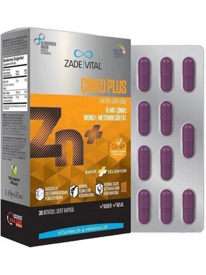 Zade Vital Çinko Plus Takviye Edici Gıda 30 Kapsül