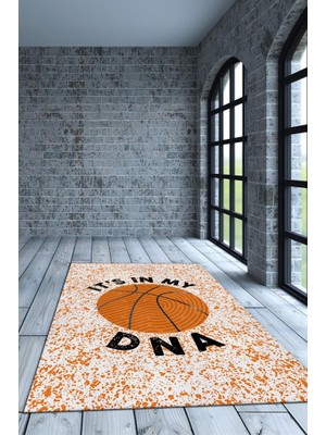 Homshtag Basketbol Genlerimde Var Pamuklu Dokuma Tabanlı Yıkanabilir Kaymaz Basketbol Sever Halısı
