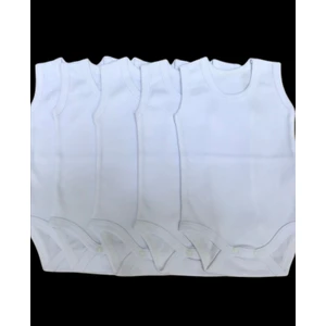 Özdemirli Bebe Askılı Basic Bisiklet Yaka Atlet Çıtçıtlı Badi 5li Paket Beyaz Renk 0-48 Ay