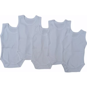 Askılı Basic Ribana Bisiklet Yaka Beyaz 5li Paket Çıtçıtlı Badi