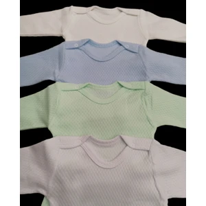 Özdemirli Bebe Uzun Kollu Çıtçıtlı Badi Bisiklet Yaka Body Hava Alır Kumaş Düz Renk Zıbın (4lü Paket) 0-48 Ay Arası