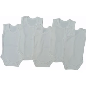 Askılı Basic Ribana Bisiklet Yaka Ekru 5li Paket Çıtçıtlı Badi