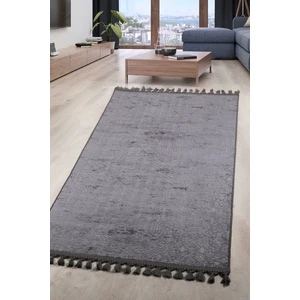 Bonny Home Nova Antrasit Leke Tutmaz Yıkanabilir Kaymaz Halı Yumuşak Püsküllü Saçaklı Modern Yolluk