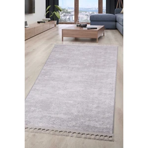 Bonny Home Nova Gri Leke Tutmaz Yıkanabilir Kaymaz Halı Yumuşak Püsküllü Saçaklı Lüks Yolluk