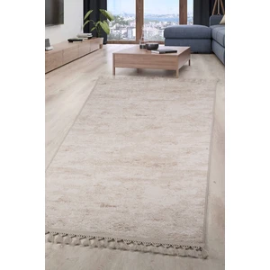 Bonny Home Nova Krem Leke Tutmaz Yıkanabilir Kaymaz Halı Yumuşak Püsküllü Saçaklı Lüks Yolluk