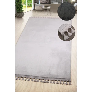 Bonny Home Relax Gri Saçaklı Leke Tutmaz Yumuşak Kaymaz Taban Modern Yıkanabilir Yolluk