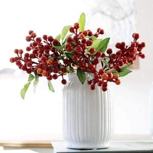 Yapay Çiçek Kokina 3 Dal Lı Demet 20*15CM Yılbaşı Çiçeği Red Berry