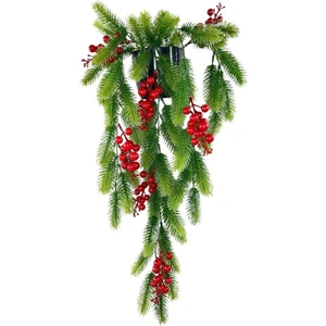 Yapay Çiçek Saksıda Sarkan Kokina Yılbaşı Çiçeği Red Berry 60CM