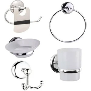 5'li Banyo Aksesuar Seti |  Yuvarlak Havluluk, Askılık, Tuvalet Kağıtlık, Sabunluk, Diş Fırçalık