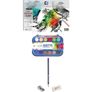Alex Schoeller Resim Defteri 25 Yaprak 120 gr 25 x 35 cm Çizim Defteri Giotto Aquaarell Sulu Boya 30MM 24'lü