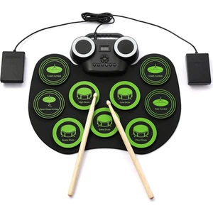 Yenitech- Bateri Digital Elektronik Davul Seti USB Şarjlı Pedallı Katlanabilir Elektrikli Bateri