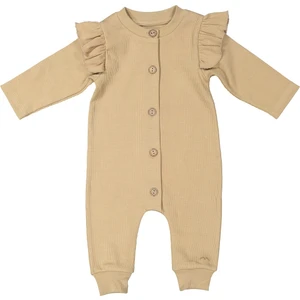 Gots Sertifikalı %100 Organik Pamuk Kolları Fırfırlı Tulum ve Bandana Takım (0-24AY)