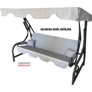 3 Kişilik Salıncak Minder Seti Süngersiz Kılıfı Gri Bahçe Minderi