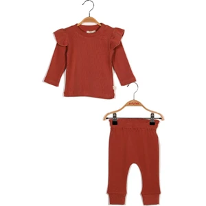 Gots Sertifikalı %100 Organik Pamuk Fırfırlı Sweatshirt ve Pantolon Takım (0-4yaş)