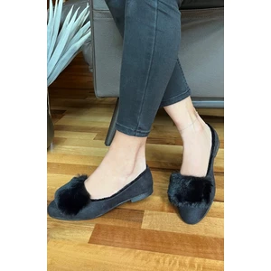 Renkli Butik Kadın Ev Ayakkabısı Suni Kürk Detaylı