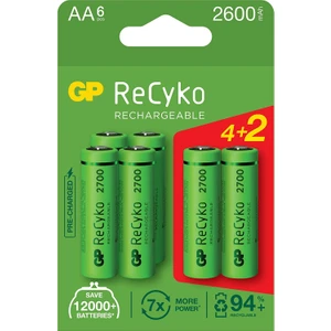 Gp Batteries Recyko+ 2700 Aa Kalem Ni-Mh Şarjlı Pil, 1.2 Volt, 6'lı Kart