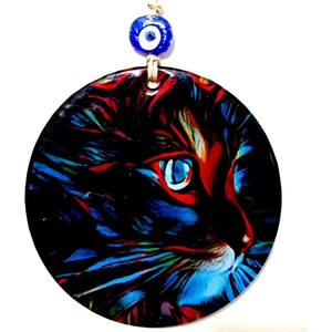 Asil Kedi Füzyon Cam Duvar Süsü