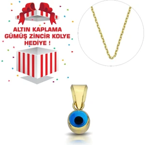 14 Ayar Altın Nazar Boncuklu Göz Kolye Ucu