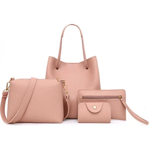 4 Parça Kadın Omuz Çantası Set - Pembe (Yurt Dışından)
