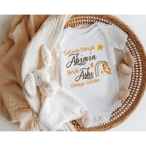 Niles Baby Shop Nilesbabyshop Selam Dünya Abimin Biricik Aşkı Olmaya Geldim Yazılı Kısa Kol Zıbın