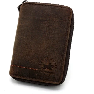 WEST POLO CÜZDAN West Polo  Vintage Deri Fermuarlı Cüzdan Kartlık TR1695CR