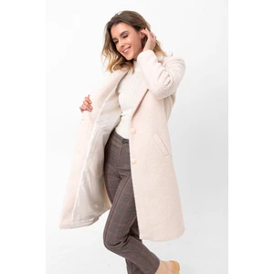 Kadın Astarlı Düğmeli Buklet Uzun Kaban (100 Cm) 2120