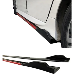 Sare Tuning Fiat / Tofaş Tempra Flaplı Kırmızı Şeritli Yan Marşpiyel Eki Piano Black