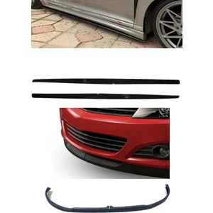 Sare Tuning Toyota Corolla 2000-2006 Düz Yan Marşpiyel Eki Ve 2 Parça Lip Siyah Ön Tampon Eki Set