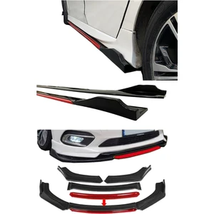 Sare Tuning Volkswagen Jetta Kırmızı Şeritli Yan Marşpiyel Eki Ve 4 Parça Ön Ek Piano Black Set