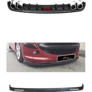 Peugeot 306 1997-2002 Universal Siyah Difüzör Ve 2 Parça Hava Kanallı Lip Ön Tampon Eki Set