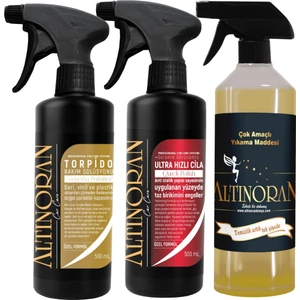 Altın Oran Oto Bakım Seti Hızlı Cila 500 ml ve Torpido Bakım 500 ml ve Genel Temizlik 1000 ml Ekonomik Paket