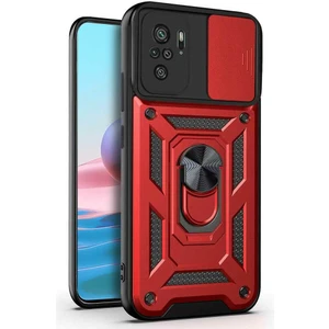 Xiaomi Redmi Note 10 Kılıf Yüzüklü Standlı Kamera Korumalı + Ekran Koruyucu