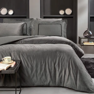 Bedding CharMe Pietro Çift Kişilik Xl Kadife Saten Nevresim Takımı - Antrasit