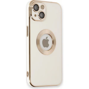 Kzy Apple iPhone 14 Plus  Kapak Mercek Korumalı Logo Gösteren Tasarım Silikon Kılıf - Beyaz
